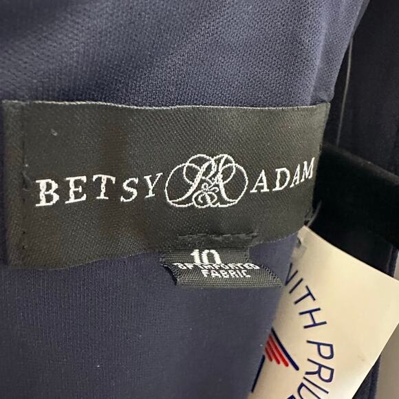 NWT Betsy Adam Cascade Ruffle Maxi Jersey Gown Women's Navy Blue Size 10 - Picture 8 of 8